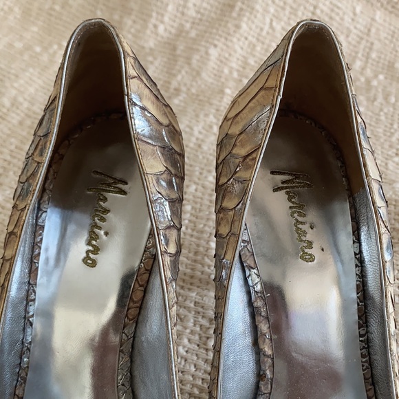 Gorgeous Marciano Snakesin Peeptoe High Heel Leather Pumps 6.5 US - Picture 5 of 11